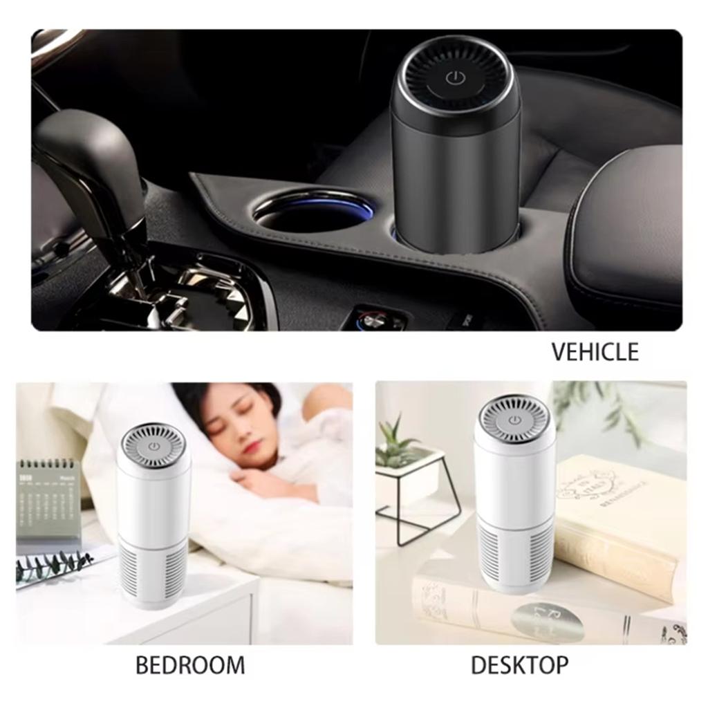 2025 New Portable Car Air Purifier,Negative Ion Generator for Smoke and Odor Removal, Low Noise Compact Desktop Air Freshener A