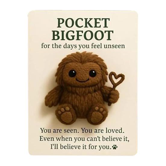 Pocket Sasquatch Plush Doll Emotional Support Stuffed Mini Sasquatch Portable Positive Animal