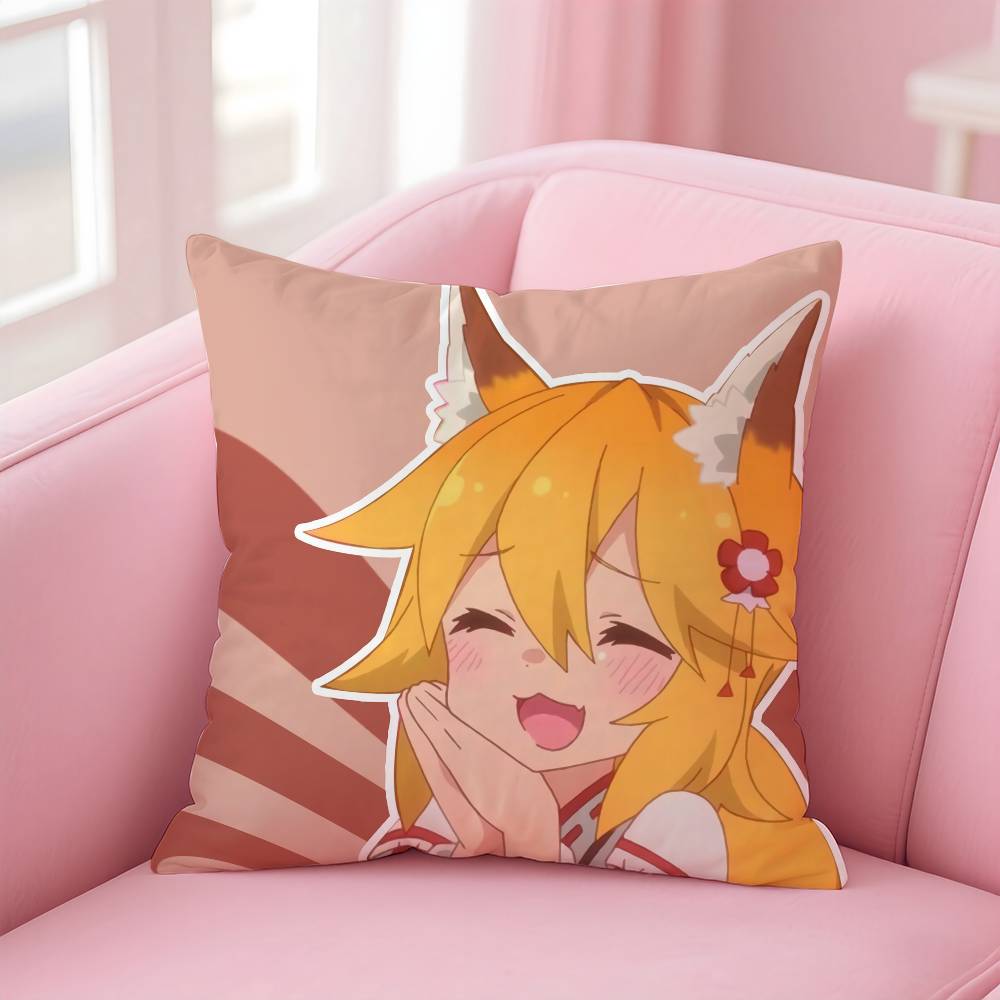 Helpful Fox Senko San Cartoon Pillow Case Safe Custom Photo Pillow, Anti-fade Brushed Fleece Cushion, Maternal & Infant Safe.