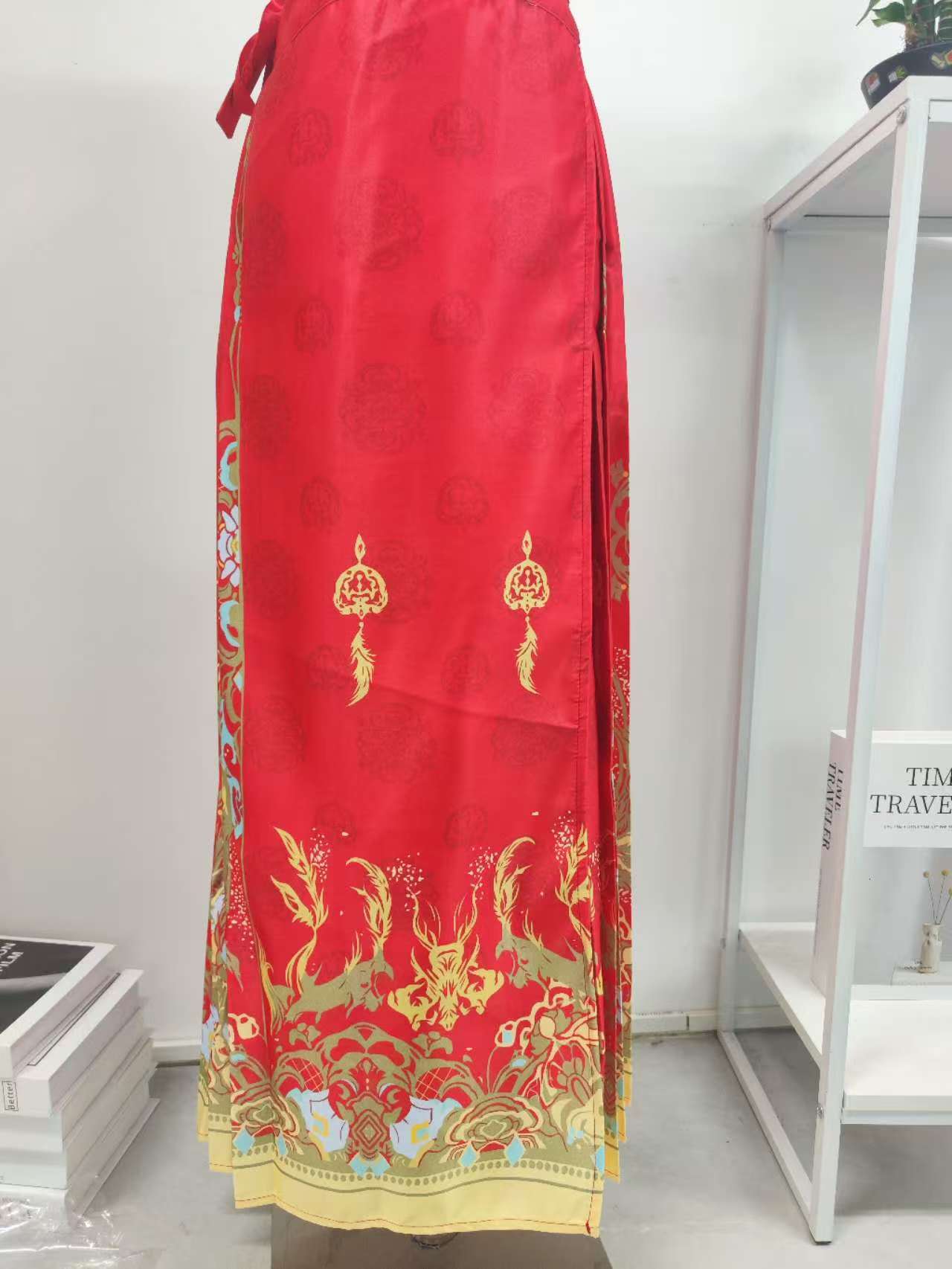 

Adult horse skirt spring new new Chinese women s clothing national style high waist pleated skirt daily hanfu One size fits all (skirt length 95cm)