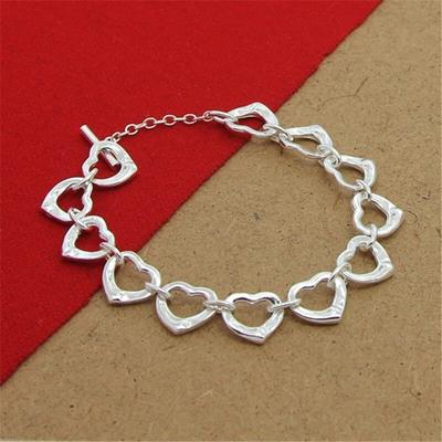 925 Sterling Silver Bracelet Cute Heart Chain Bracelet For Woman Party Charm Jewelry Gift