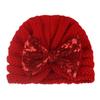 New baby sequined knotted thermal hat in autumn and winter, cute baby bow knitted hat, children's hat