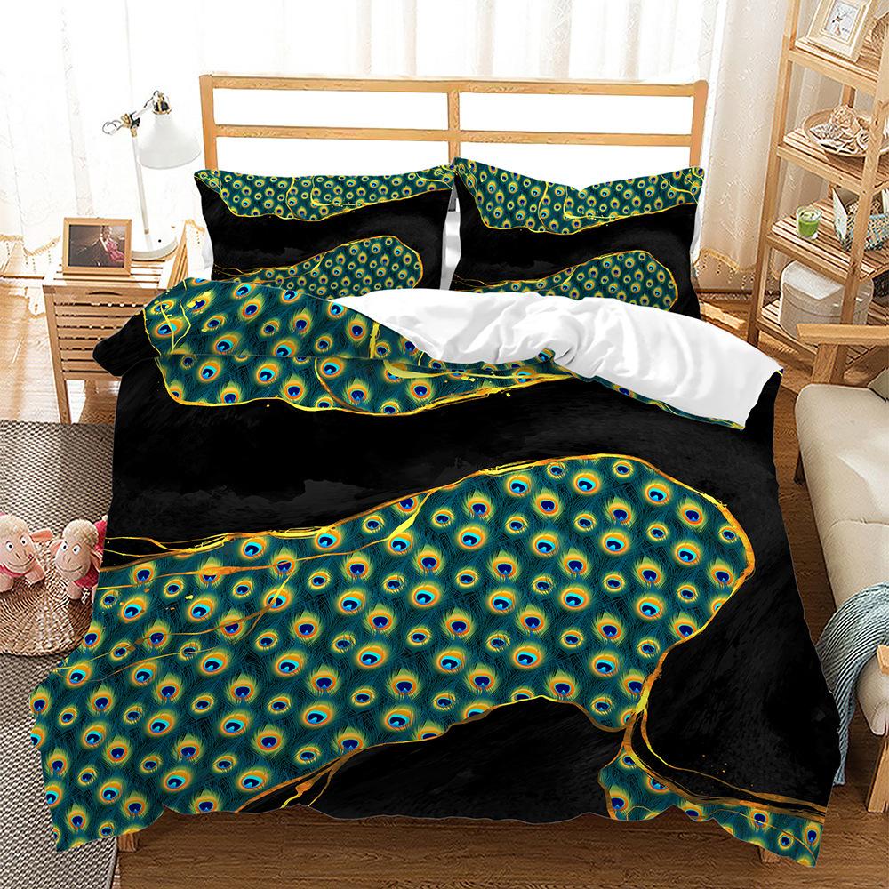 Three-Piece Animal Texture Cowhide Quilt Cover Digital Printing Kit Bedding