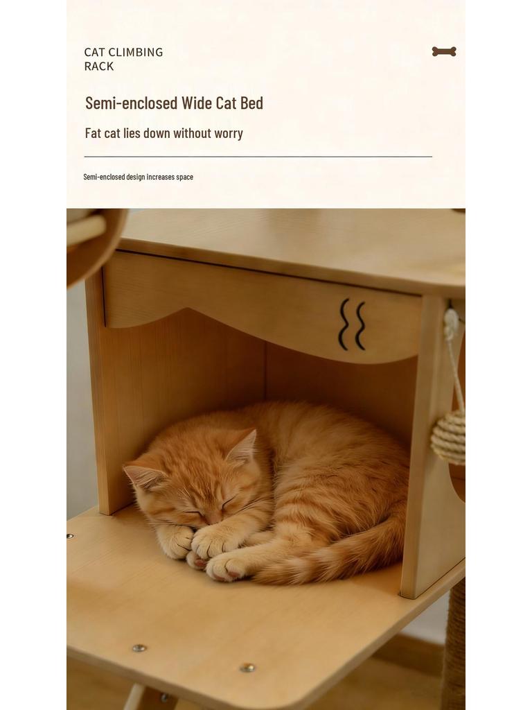 Custom Cat Tree & Bed: Space Capsule Design with All-Season Jumping Platform & Large Scratching Post