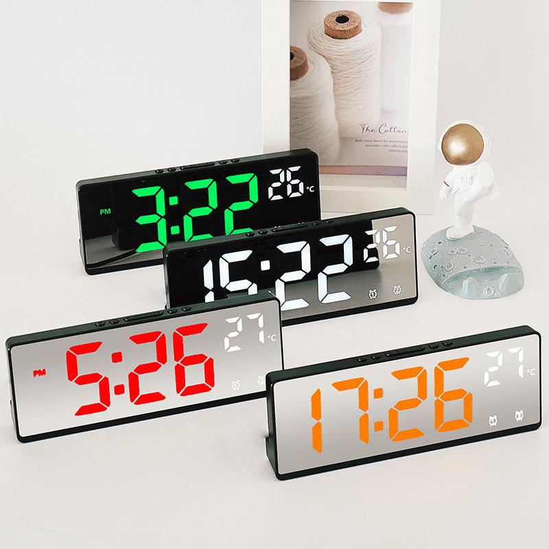 Voice Control Digital Alarm Clock Temperature Dual Alarm Snooze Desktop Table Clock with Backlight Light 12/24H LED Clock Watch