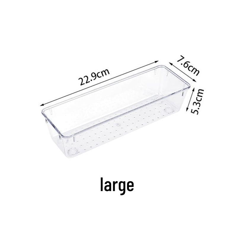 Clear Compartment Drawer Organizer: Long Divided Plastic Storage Box for Cutlery & Under-Desk Use