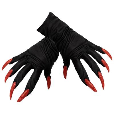 1 par de guantes de bruja espeluznantes de Halloween con uñas brillantes, guantes largos de Halloween, accesorios de rendimiento, accesorios para disfraces, vestido de fiesta