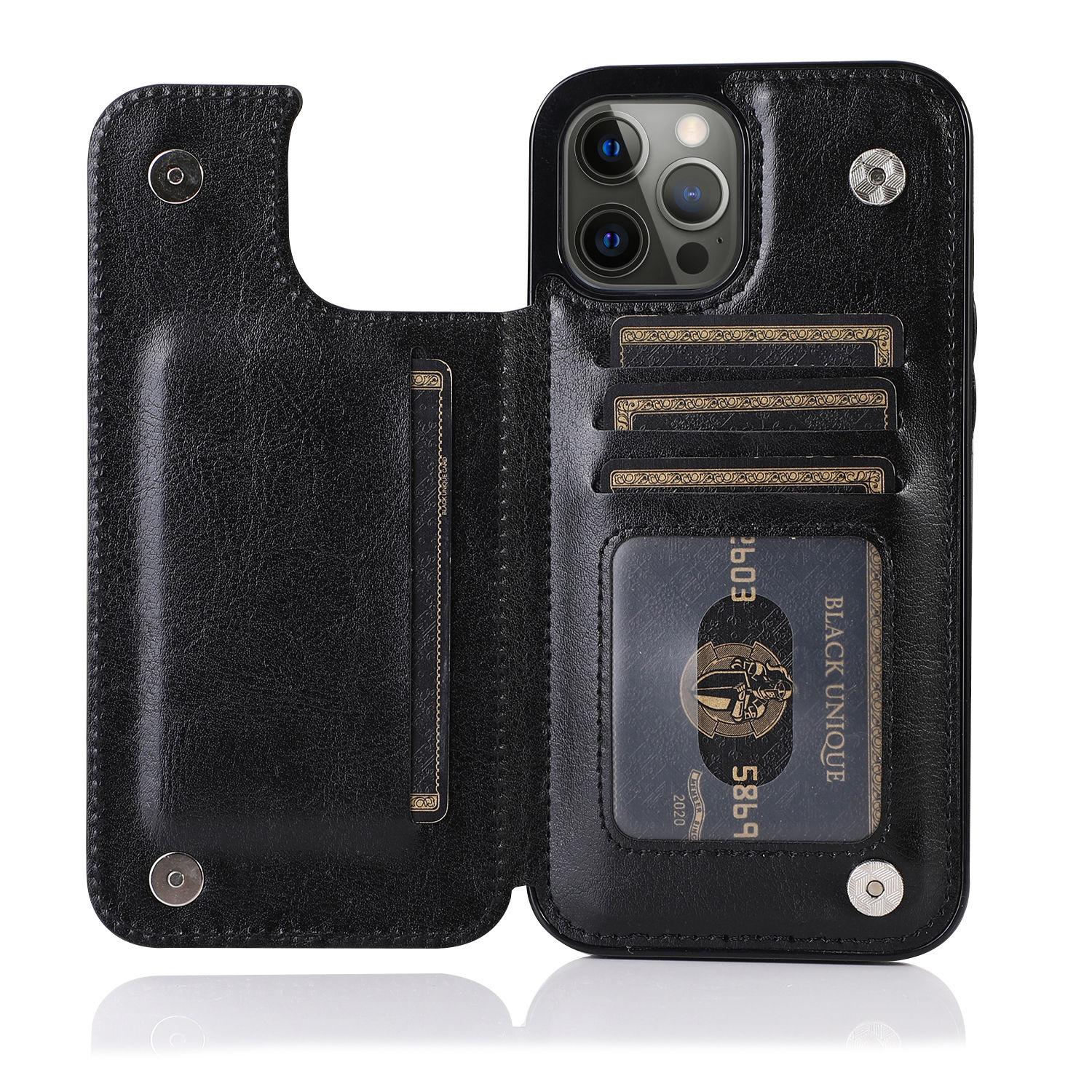 

Luxury PU Leather Wallet Case For iPhone 15 14 13 12 11 Pro Max SE X XR XS Max 8 7 6 6S Plus Kickstand Card Holder Slots Cover iPhone SE 2022(2020) чорний