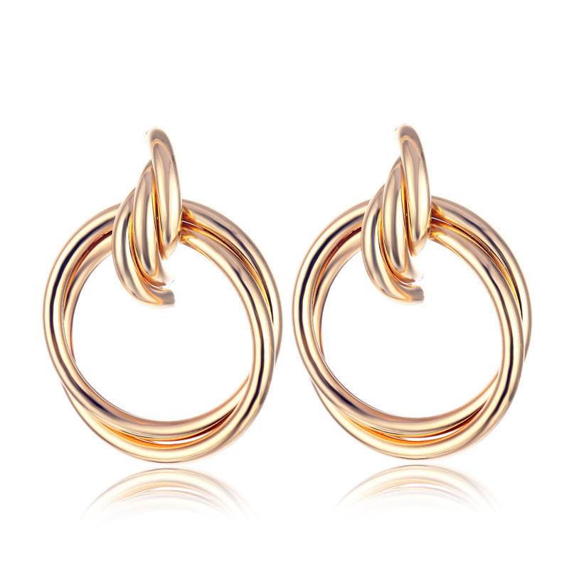 Geometric Elegant Gold Earrings For Women Contemporary Alloy Fashion Jewelry