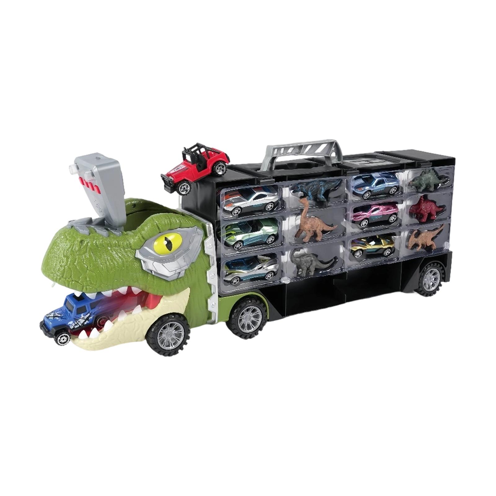

Dinosaur-Themed Transport Truck Toy - Double-Sided Container,for Kids one size білий