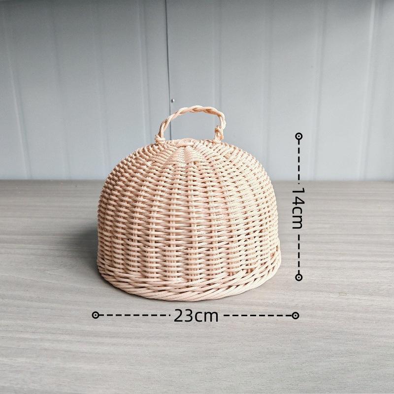 

Hand Woven Rattan Bread Basket, Food, Fruit and Vegetable Service Basket with Dust Cover, Kitchen Utensil Storage Container