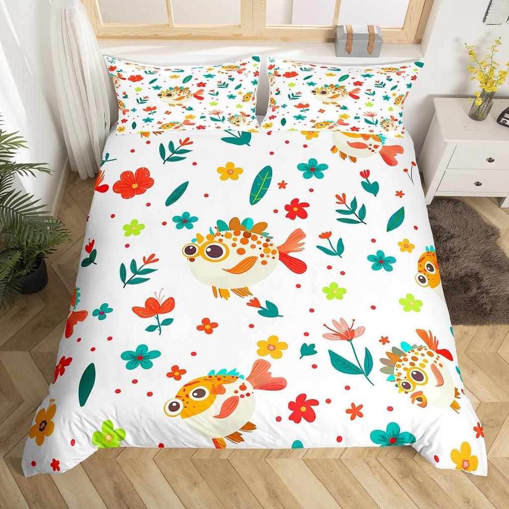 Tier Cartoon King Size Bettbezug Niedliches Regenbogen Alpaka Weiches Bettwäscheset für Jungen Mädchen Floral Dschungel Tier Bettwäsche 3-teilig