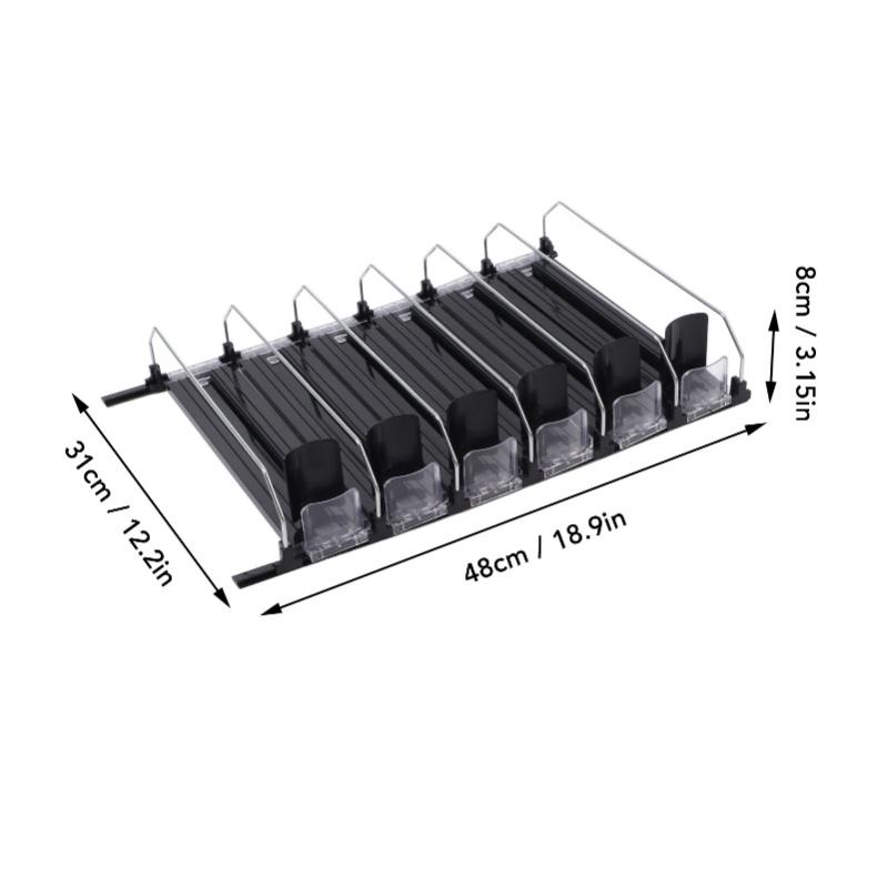 Automatic Drink Pusher Glide Width Adjustable Simple Operation Labor Space Saving Black Self Pushing Can Organizer For Fridge