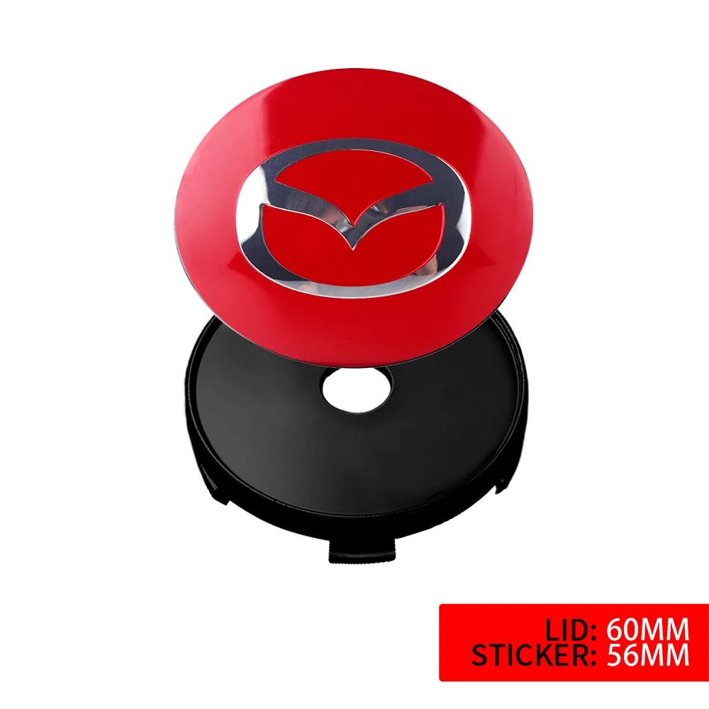 2025 Hot 4pcs 60mm Auto Wheel Center Hub Caps Cover Rim Sticker Badge For Mazda Axela 2 3 5 6 CX-5 CX 7 CX-9 MX-5 Decoration Car