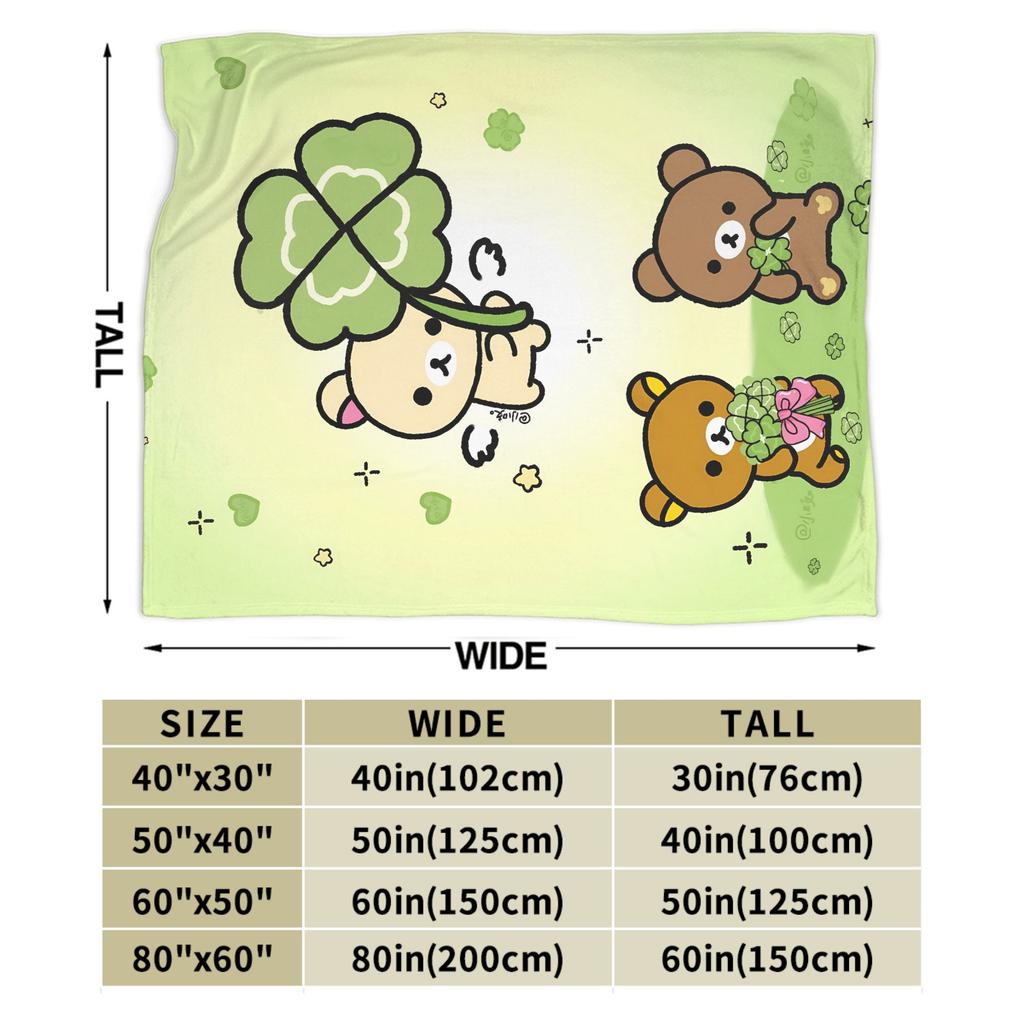 Rilakkumas Lucky Four-Leaf Flannel Blankets Winter Super Soft Throw Blanket for Kids Home Decor Novelty Bedspread Sofa Bed Cover