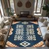 Geometric Blue Area Rug Modern Abstract Pattern Home Decor Living Room Floor Mat Washable Non Slip Indoor Outdoor Rugs