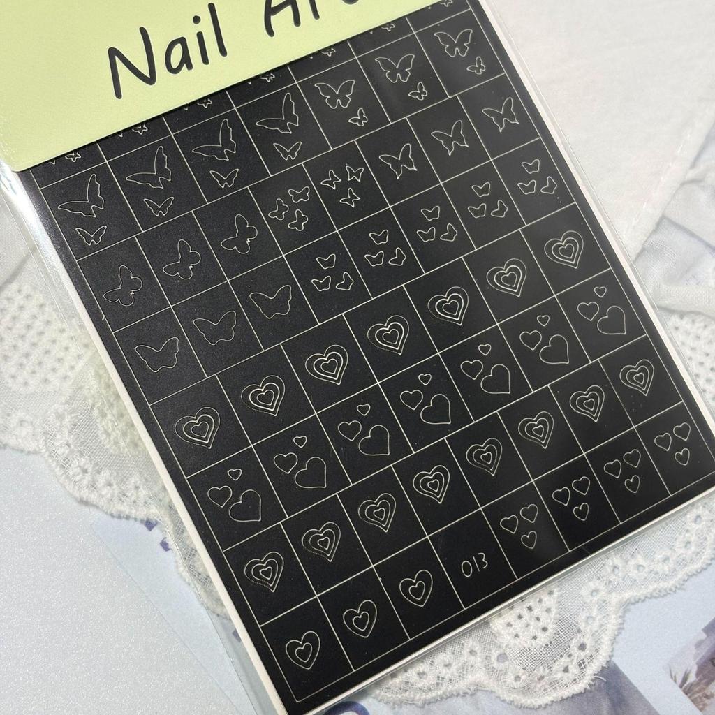 Hollow Love Heart & Butterfly Nail Art Stickers with Adhesive Backing