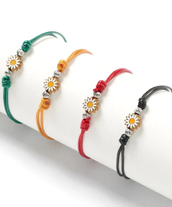 Lucky Sunflower Pendant String Knot Bracelet (C2601AC1371)