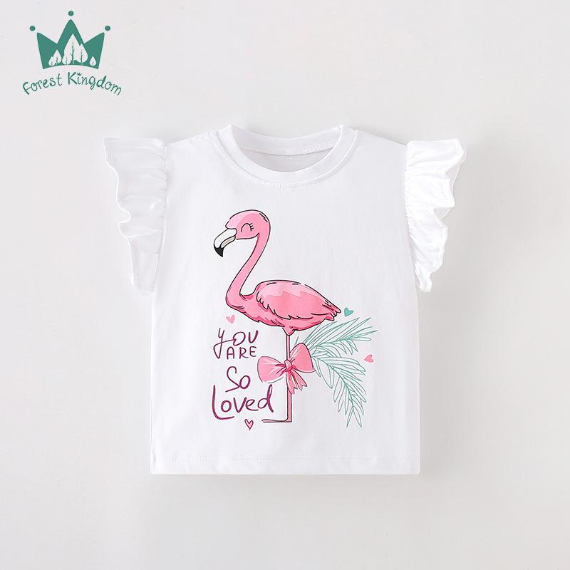 

Cute Cartoon Short-Sleeve T-Shirt for Girls - Summer Baby Top 140cm (Age 8)