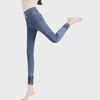 "2024 Autumn/Winter Women's High Waist Velvet Skinny Jeans - Slim Fit Elastic Pencil Pants"