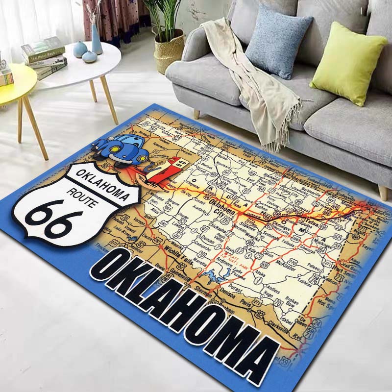 HD Vintage American History Route 66 Mother's Road Carpet Living Room Bedroom Home Decor Kitchen Bathroom Non Slip Carpet Gift