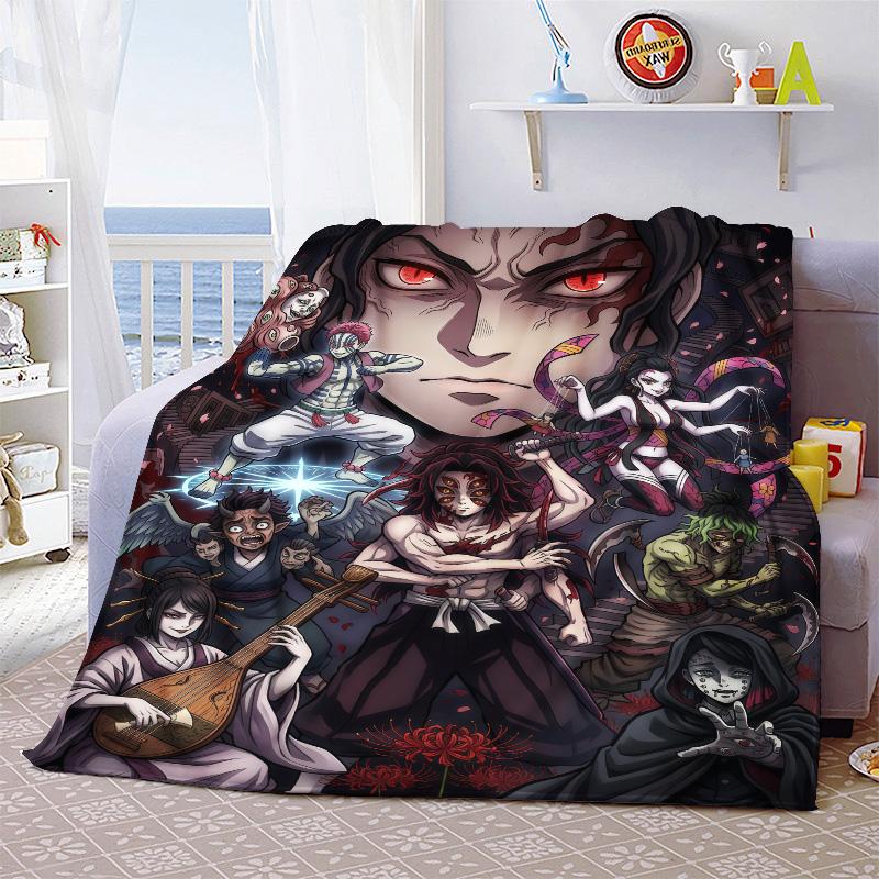 Demon Slayer Cozy Flannel Blanket Soft Plush Warm Throw for Bed Sofa Couch Lightweight Travel Home Decor Gift -QJY
