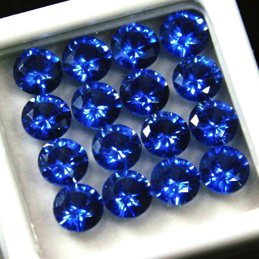 16 PCS Natural Sapphire Gemstone CERTIFIED 5 MM Ceylon Blue Round Cut Lot new23 008 003 002