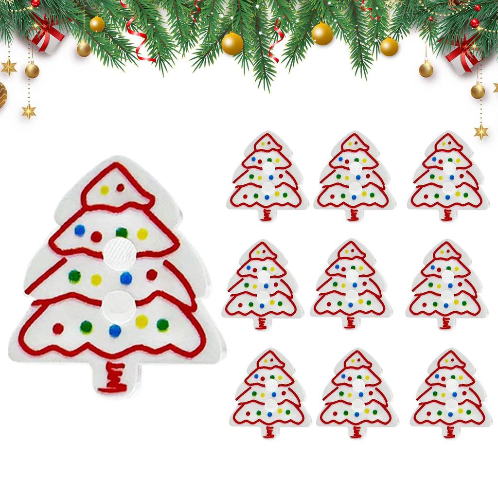 10 Pieces Christmas Tree Buttons Decoration Pin Ornament 2D Acrylic Christmas Craft Buttons DIY Hats Socks Decoration Buttons