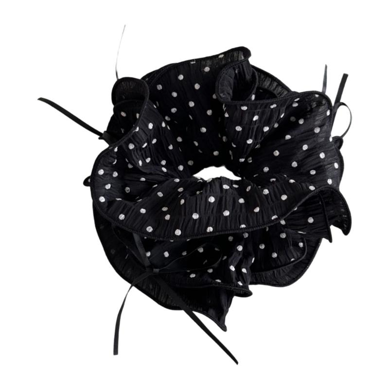 

Soft Fabric Hair Accessory Soft Elastic Hair Band Pleats Scrunchie Hair Decoration For Daily Wear And Special Occasion чорний