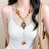 Bohemian Tassel Flower Pendant Necklace - Ethnic Butterfly Vacation Collarbone Jewelry