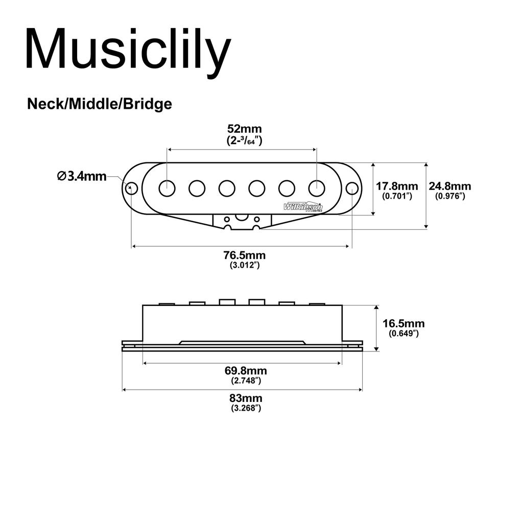 Wilkinson Vintage Tone Alnico V Guitar Pickup White Strat-Style Set,