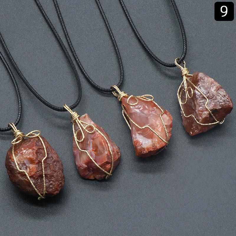 Citrine and Amethyst Wire Pendant Necklace with Pink, White, and Fluorite Aventurine Stones