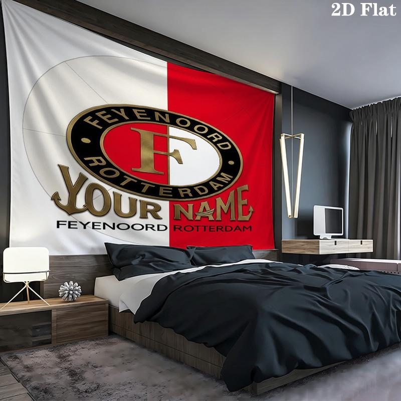 Feyenoord Individueller Name Wandteppich Ästhetischer Wandbehang Bedruckte Stoffdecke Dekorative Wandteppiche Für Schlafzimmer Wohnzimmer Heimdekoration