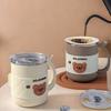 WORTHBUY 500Ml 304 Stainless Steel Coffee Mug With Straw Insulated Anti Scalding Water Cup Portable Double-Layer Drinking Cup