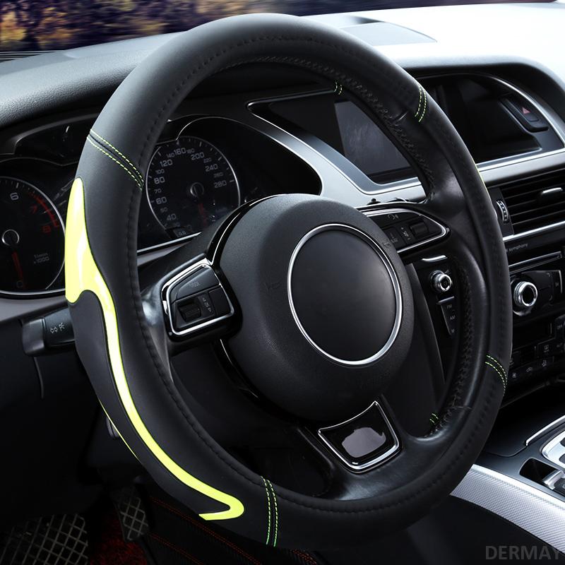 DERMAY Mode PVC Auto Lenkradbezug Größe M Universal Rutschfest Passend Außendurchmesser des Lenkrads 37-38cm Innenraumzubehör