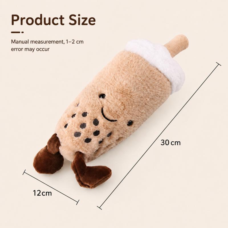 Peluche Giocattolo per Animali Domestici Forma Tazza Tè al Latte Morbido Peluche Corto Cane e Gatto Giocattolo da Masticare Compagno Imbottito Resistente al Morso Gioco Indoor Accessorio per Animali Domestici