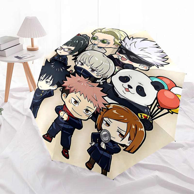 

1pc Chibi Anime Characters Automatic Opening Umbrella Portable 3-Fold Design with Iron Frame Outdoor Perfect Gift for Fans, Travelers, Everyday Use Fe