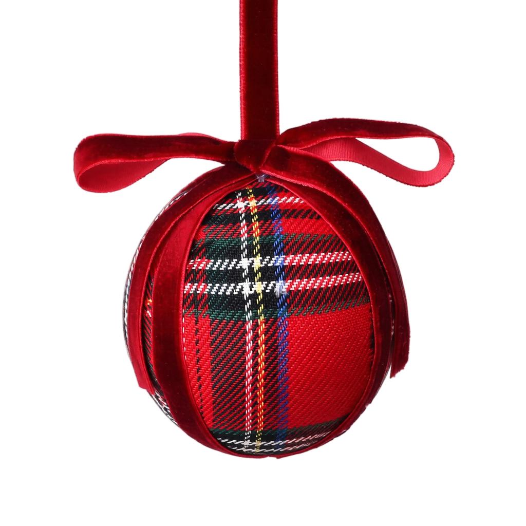 Plaid Christmas Ball Ornament for Holiday Tree Hanging Decor