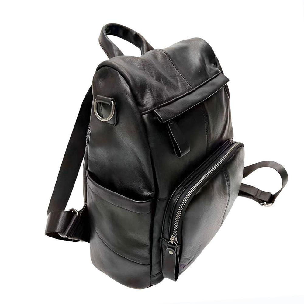 Modischer Anti-Diebstahl-Rucksack für Damen, neu und einfach anzubringen, Retro-Rucksack aus schwarzem Rindsleder, Mehrzweck-Rucksack, lässige Reisetasche