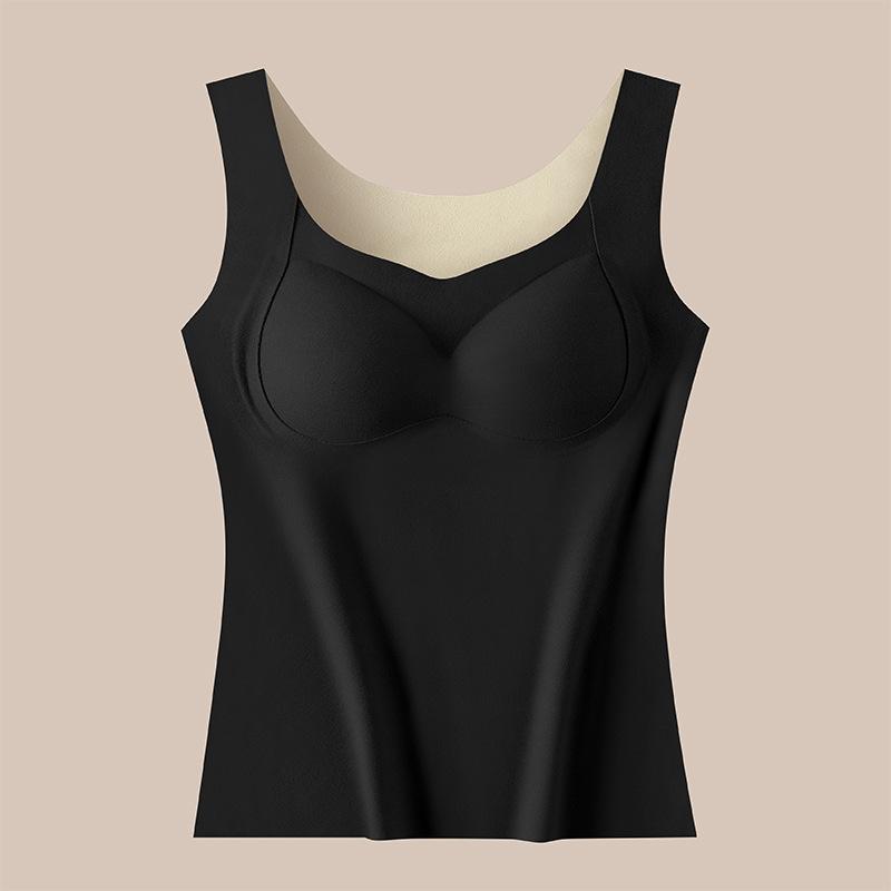 Icke-markerande dubbelsidig borstad sammet varm väst dam höst och vinter varmt underställ med bröstkudde och konstant temperatur baslager