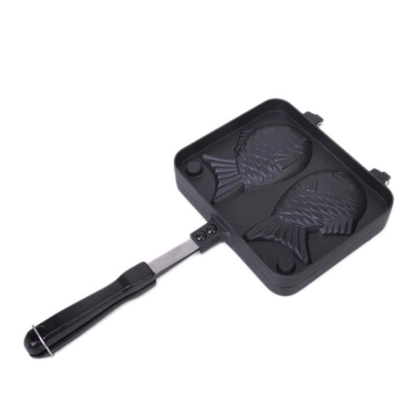 Aluminum Waffle Maker Cake Pan with Handle Black