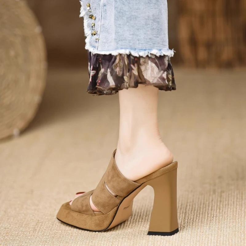 Women High Heels Sandals Summer New Black Hook Heels Party Shoes Woman Fashion Buckle Strap Platform Sandals