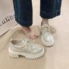 Big Head Lace-up Small Leather Shoes Women's 2025 Spring and Summer New Small Platform Women's Shoes Fashionable Heightening Loafers
