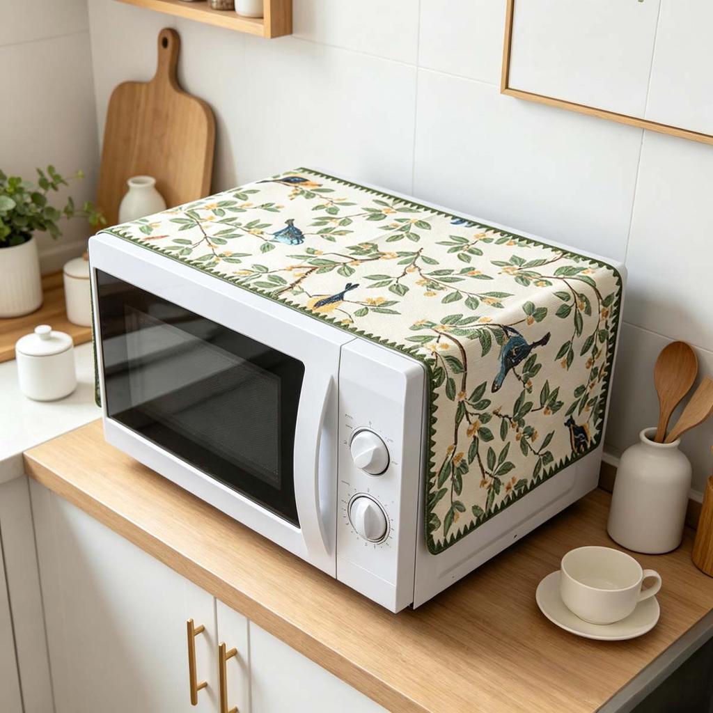 30x90cm Easy to Install Cotton Linen Microwave Dust Cover Anti Dust Cover