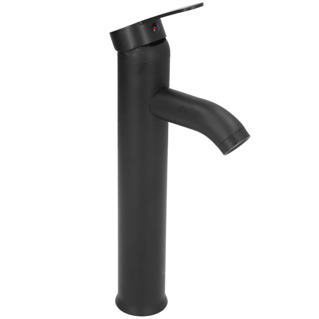 Schwarzer Wasserhahn Badezimmer G1/2 Edelstahl Einfache Bedienung Mattschwarz Hoher Waschtischarmatur mit 2