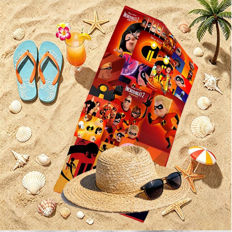 Incredibles Print Beach Towel, Versatile Lightweight Absorbent Beach Towel for Pool Surf Yoga Bathroom, Perfect Birthday Holiday Gift