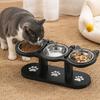 Elevated Triple Cat Bowl Raised Pet Feeder 3 Stainless Steel Bowls Food Water Dish for Cats Small Dogs Feeding Supplies