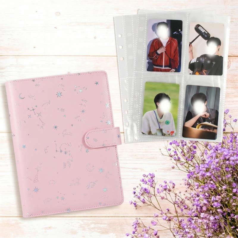 A5 PU Leather Binder Cover with Magnetic Buckle Closure, 6 Ring Personal Notebook for Organizing Planner, Photo Card Sleeves