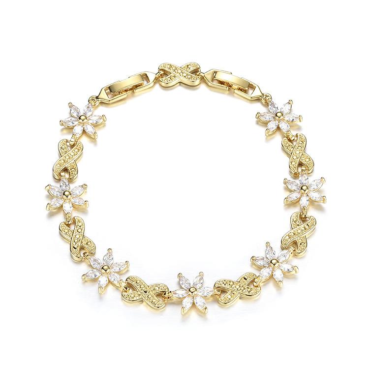 Niche Gifts Girlfriend Girlfriend High-End Bracelet, Women Do Not Fade Wisteria Flower Zircon Bracelet