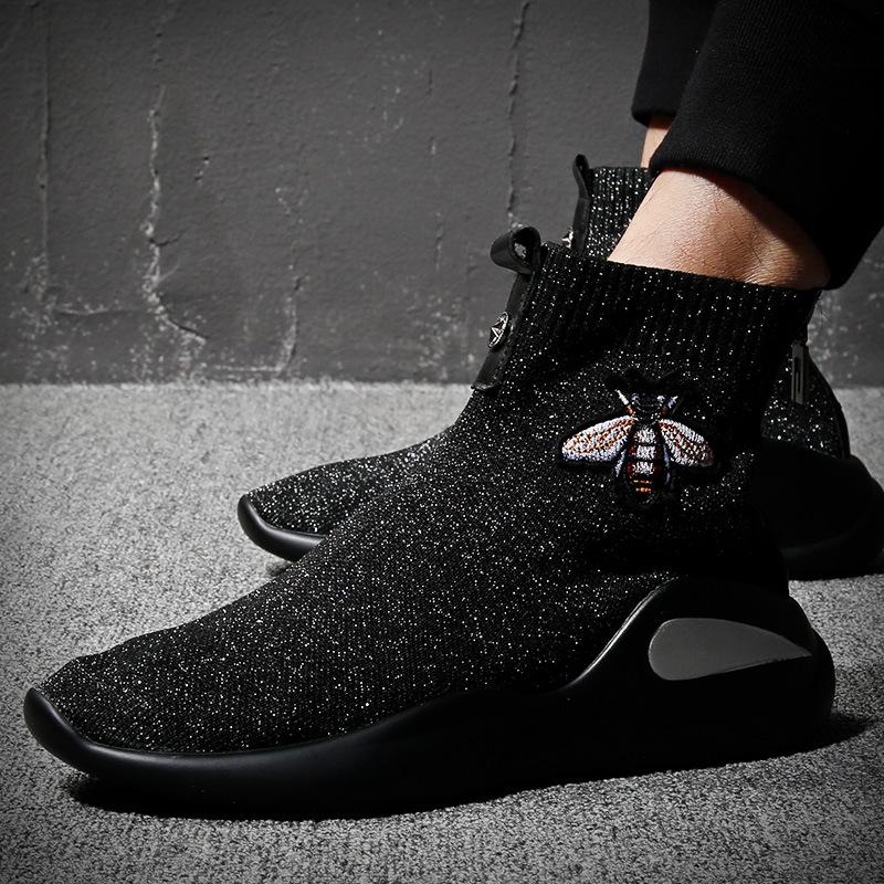 

Wenzhou 2025 direct supply men s shoes new Korean version trend socks shoes sports casual shoes high top shoes men 44